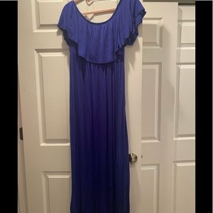 Blue off the shoulder maternity dress